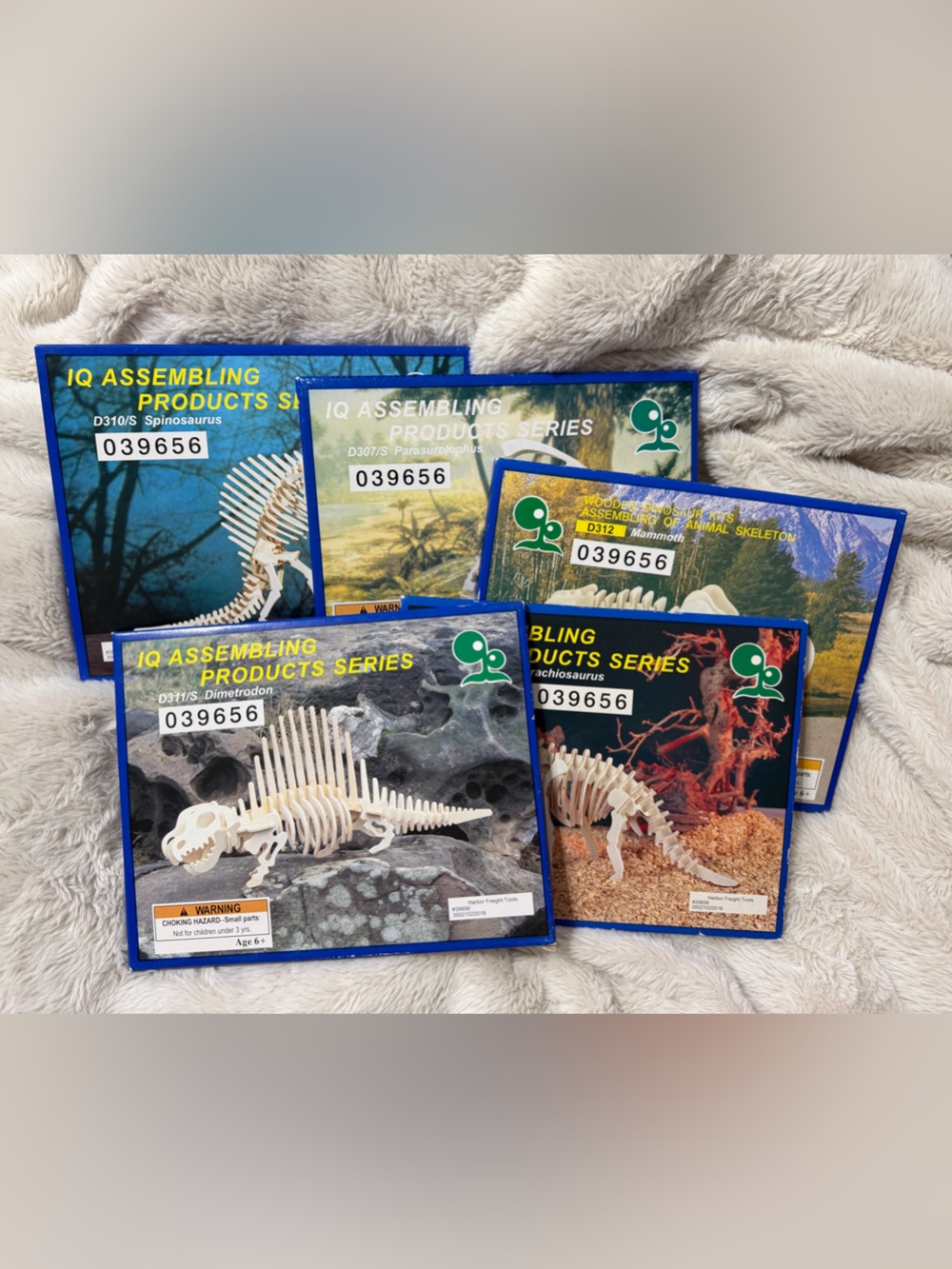 IQ Assembling Wooden 3D Dinosaur Skeleton Puzzle Kit Lot of 5 Harbor Freight